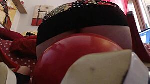 Get turned on by Nicoletta's large balloon play and her kinky balloon fetish